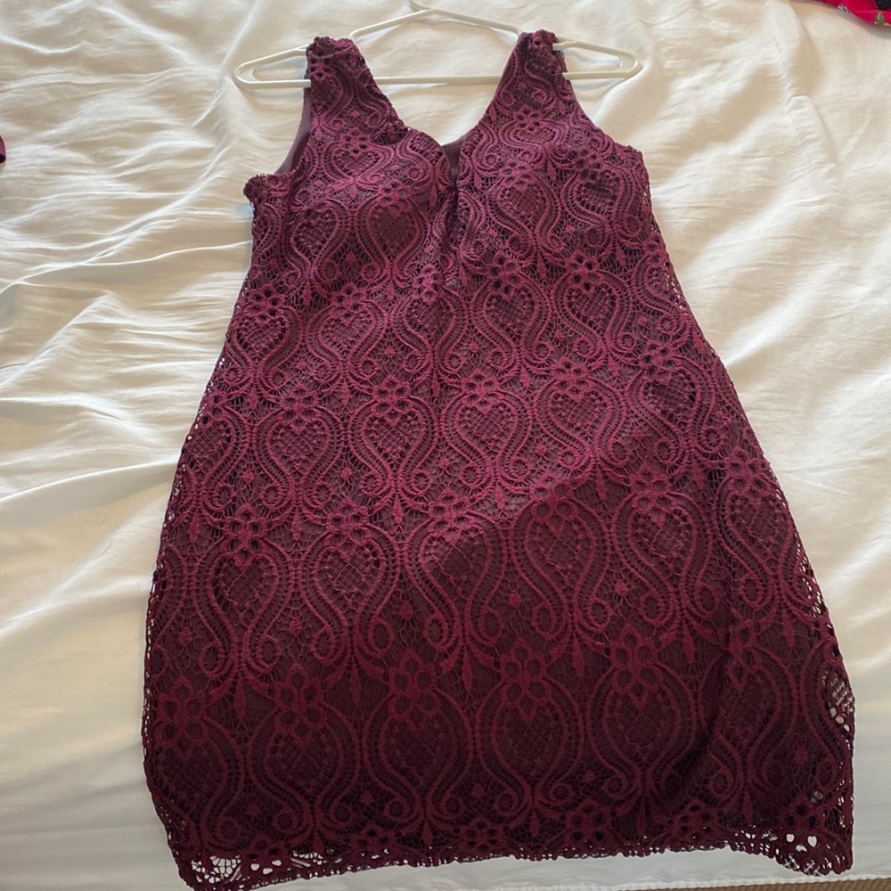 Maroon colored laced dress